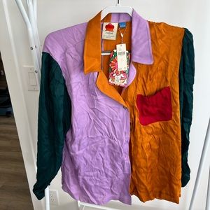BNWT Anthropologie Farm Rio Multi-Colour Button Down Blouse